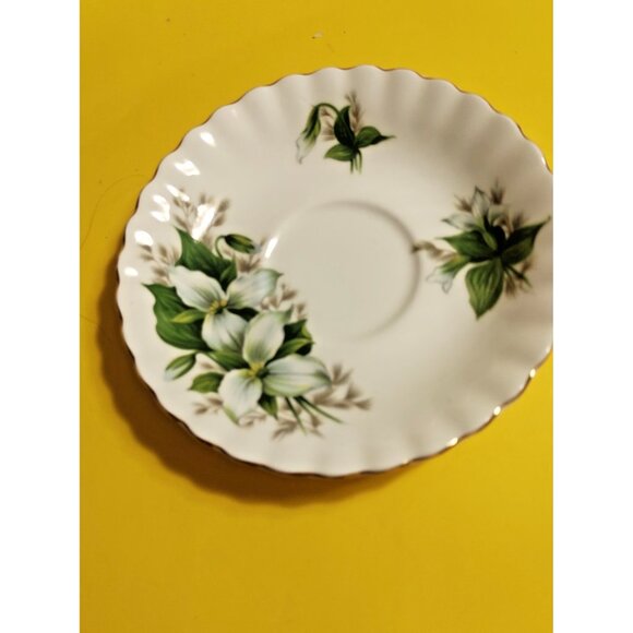 Vintage Royal Albert Trillium Tea Cup and Saucer Set Ontario Provincial Flower - Picture 8 of 12